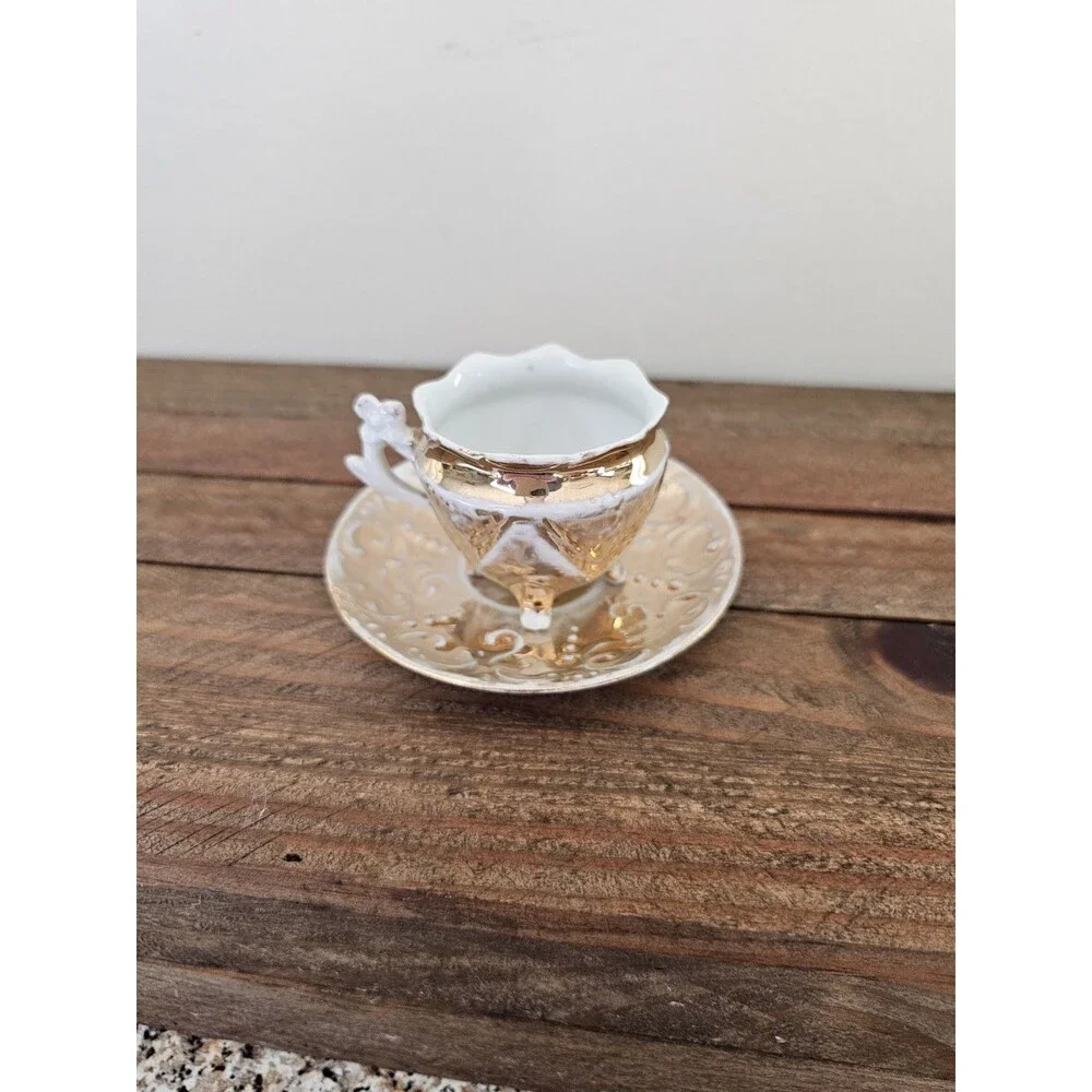 Vintage Miniature Gold Cup And Saucer